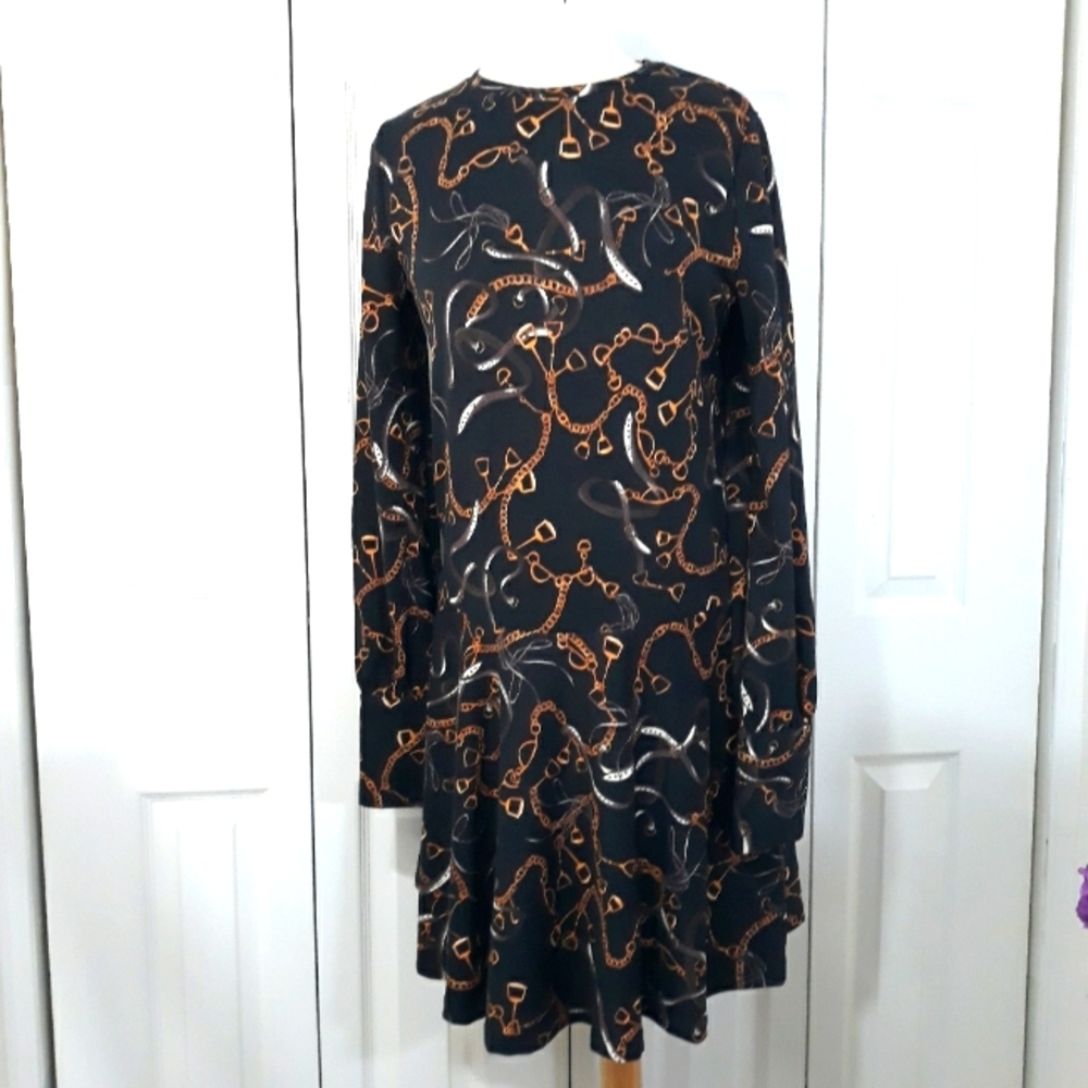 Zara Basic Black & Gold Patterned Long Sleeve Pul… - image 3